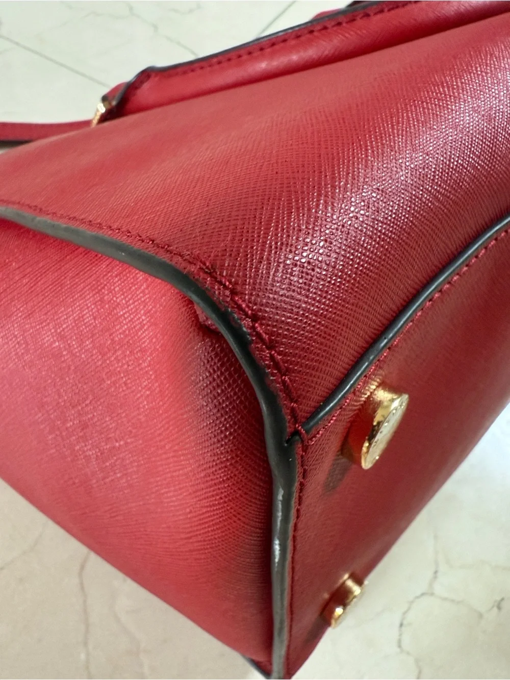 Michael Kors Red Saffiano Satchel with Removable Strap